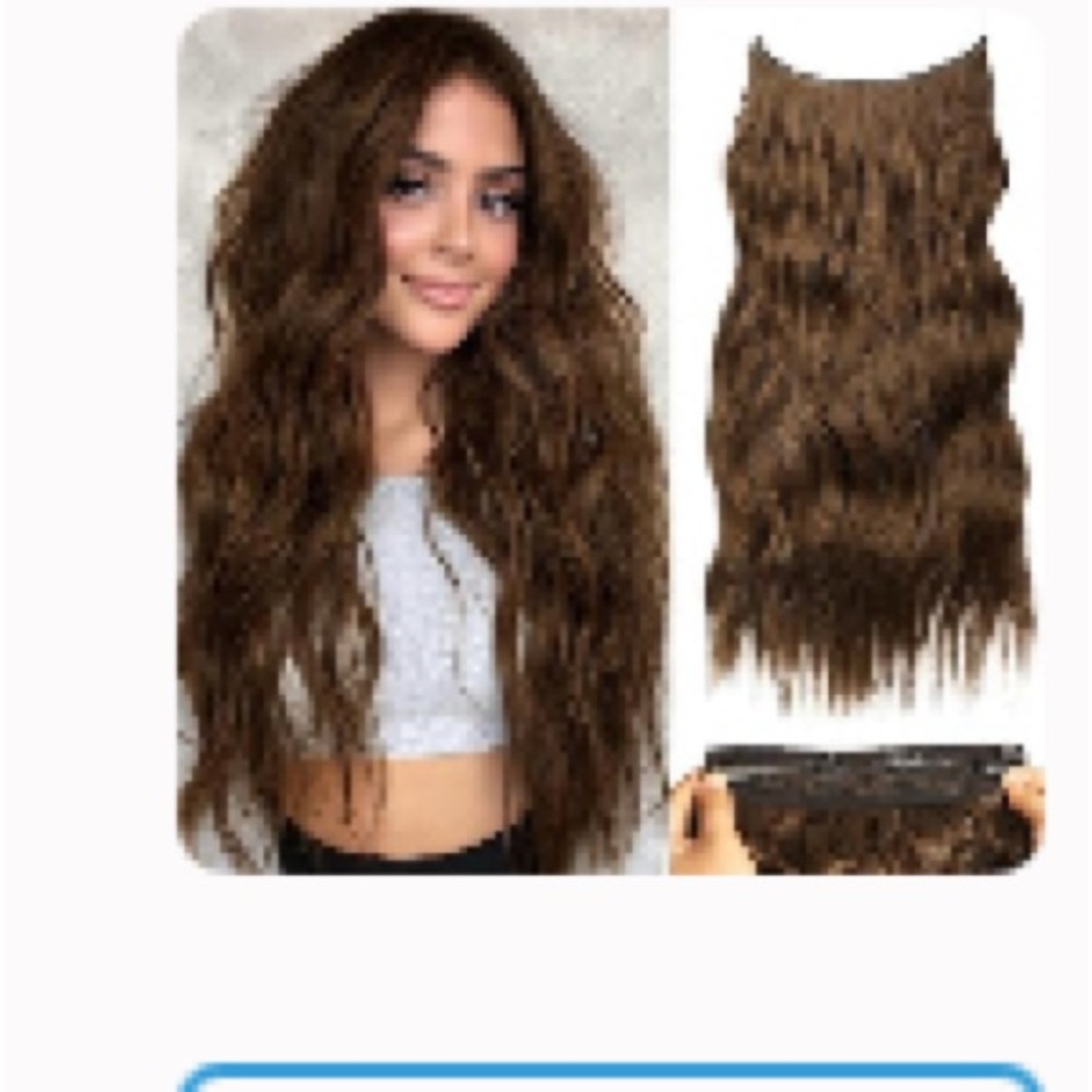 Halo hair extensions with adjustable transparent headband chestnut brown